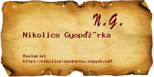Nikolics Gyopárka névjegykártya